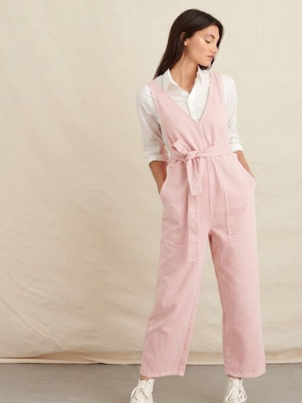 Alex Mill Ollie Overalls Jumpsuit Recycled Denim Light Pink Size S